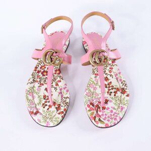 AUTHENTIC GUCCI DOUBLE GG MARMONT LEATHER THONG SANDALS